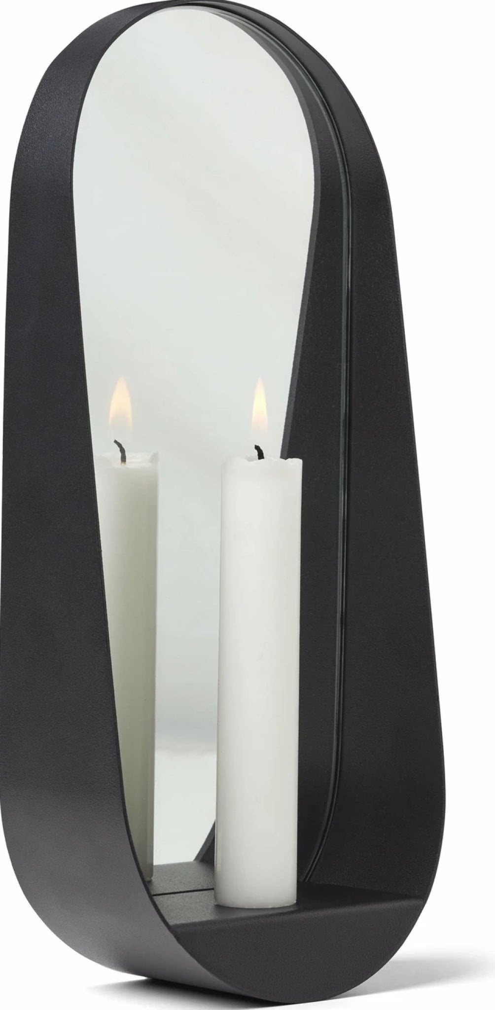 Gejst Glim Oval Wall Candle Holder Mirror 28cm – Black Steel Hygge