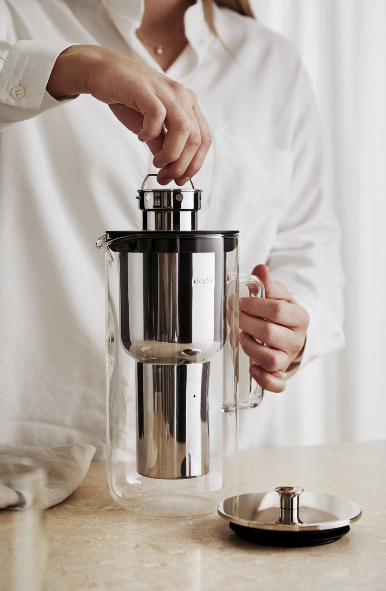 Aarke Purifier: Premium Glass & Steel Water Filter Jug For Cleaner Water