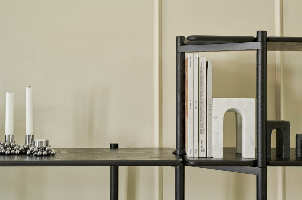 Gejst Invi Module 1 Black Oak Bookcase - Modular Glass Shelf, Compact