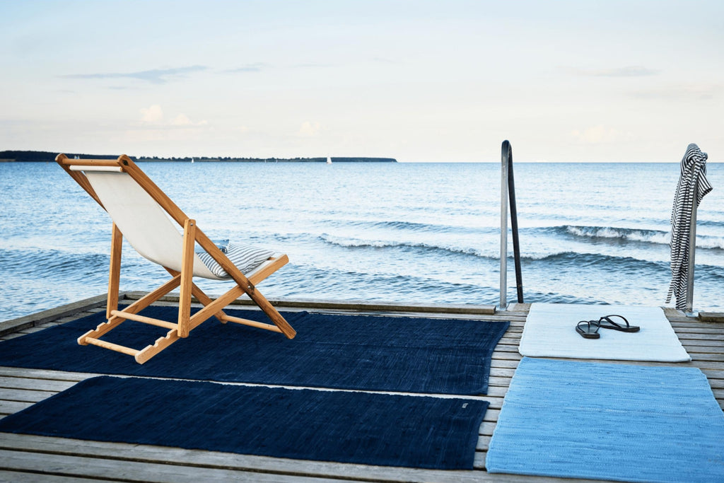 Rug Solid Cotton Rug Deep Ocean Blue, 170 X 240 Cm