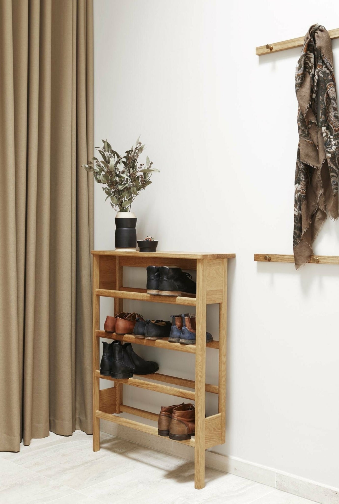 Form & Refine A Line 72 cm Oak Shoe Rack Console Table for Hallway