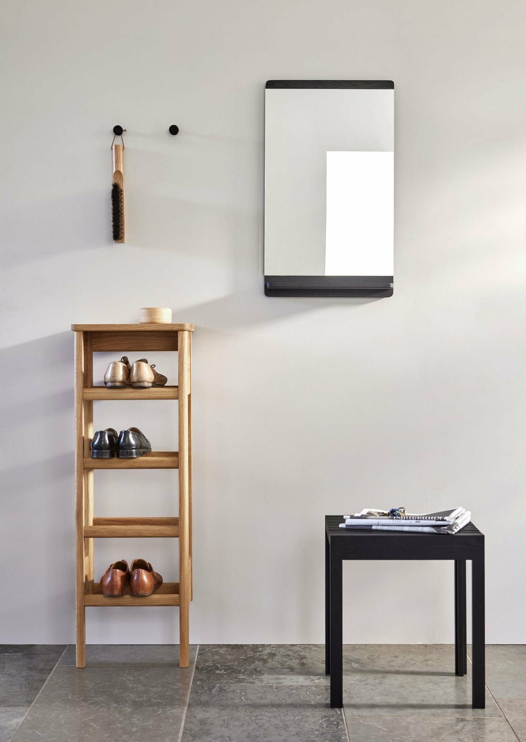 A Line Oak Shoe Rack & Console 35 Cm — Wall-mountable Hallway Organizer