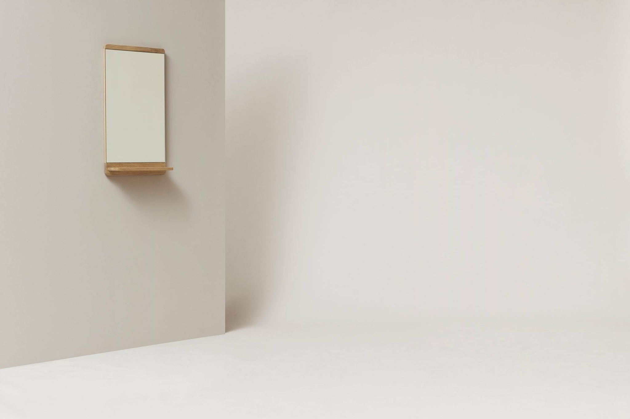 Form & Refine Rim Wall Mirror with Shelf — Oak, Infinity Glass Finish