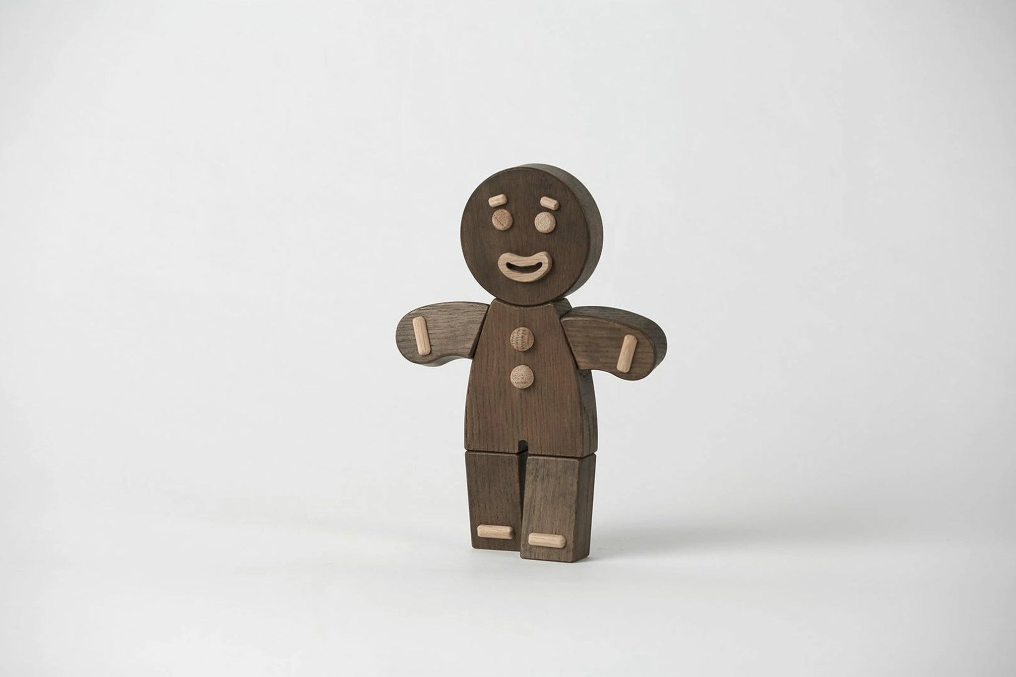 Boyhood Gingerbread Man wooden figure, stained oak, large