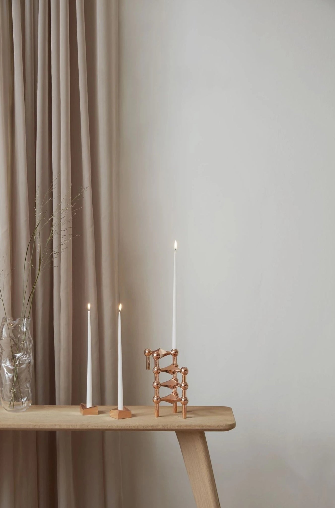 Stoff Nagel Candle Holder Small, Rose Gold