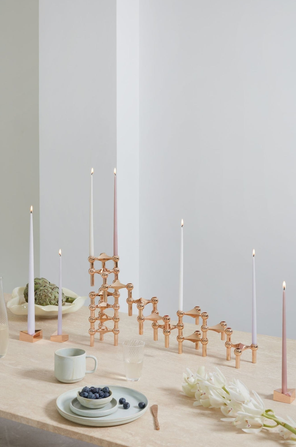 STOFF Nagel Large Rose Gold Candle Holder - Elegant Reflect Design