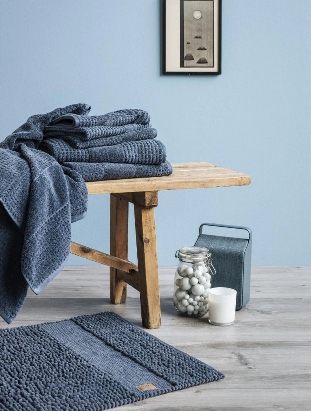 Juna Check Washcloth Dark Blue, 30x30 Cm