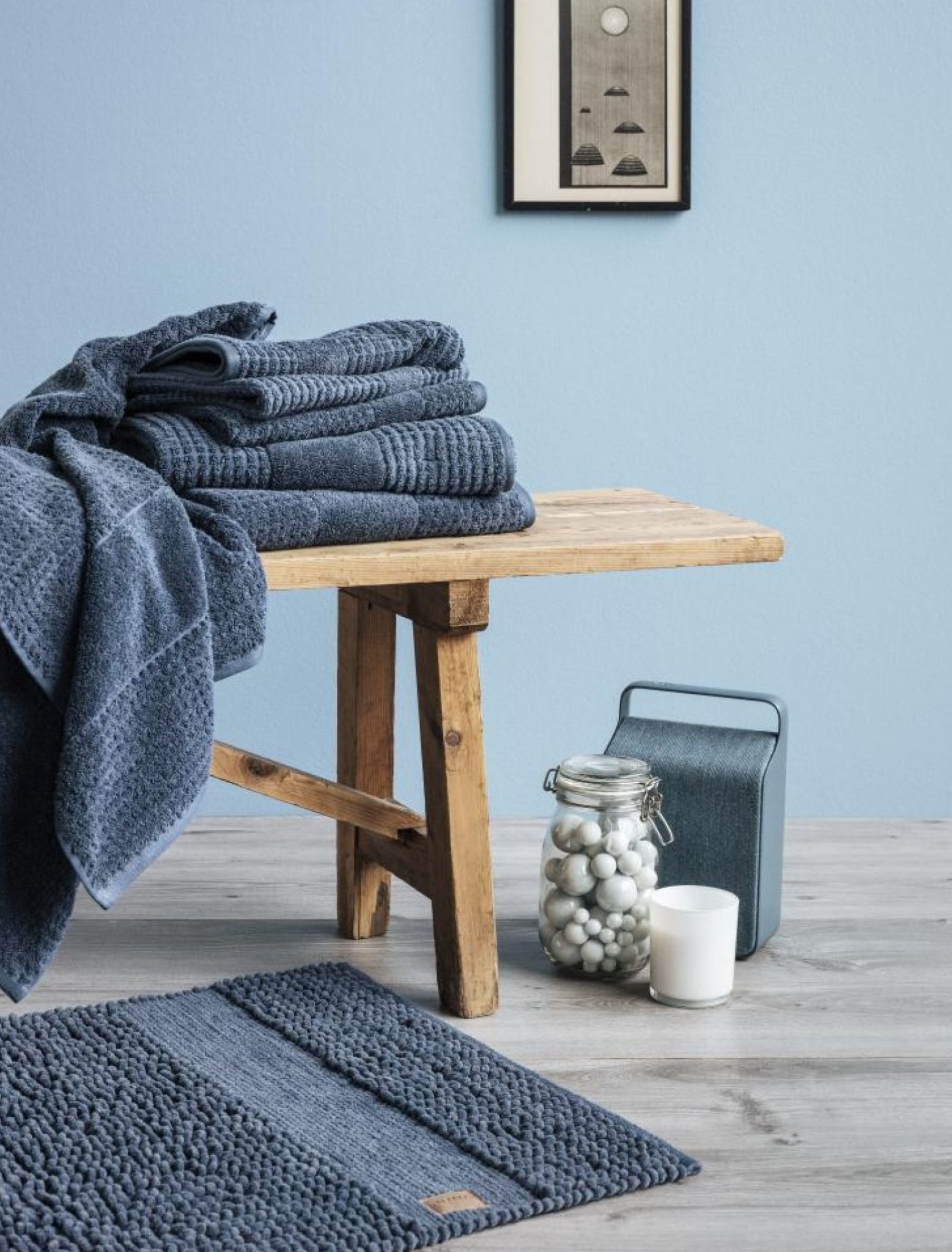 Juna Check Washcloth Dark Blue, 30x30 Cm