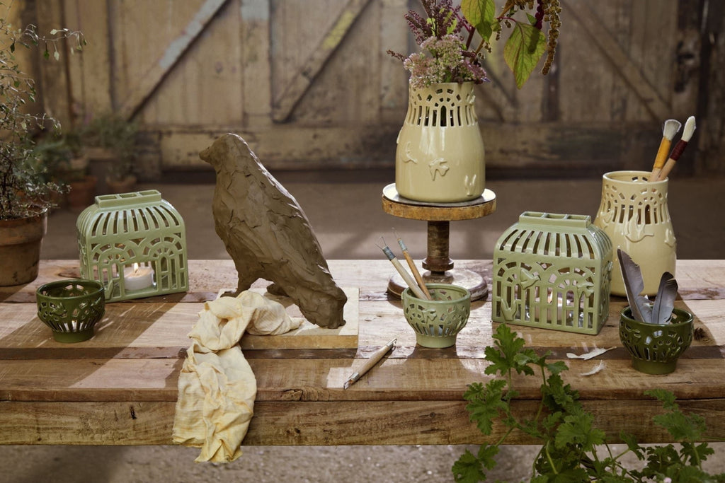 Kähler Orangery Tealight Holder Ø9.5 cm, Green Garden