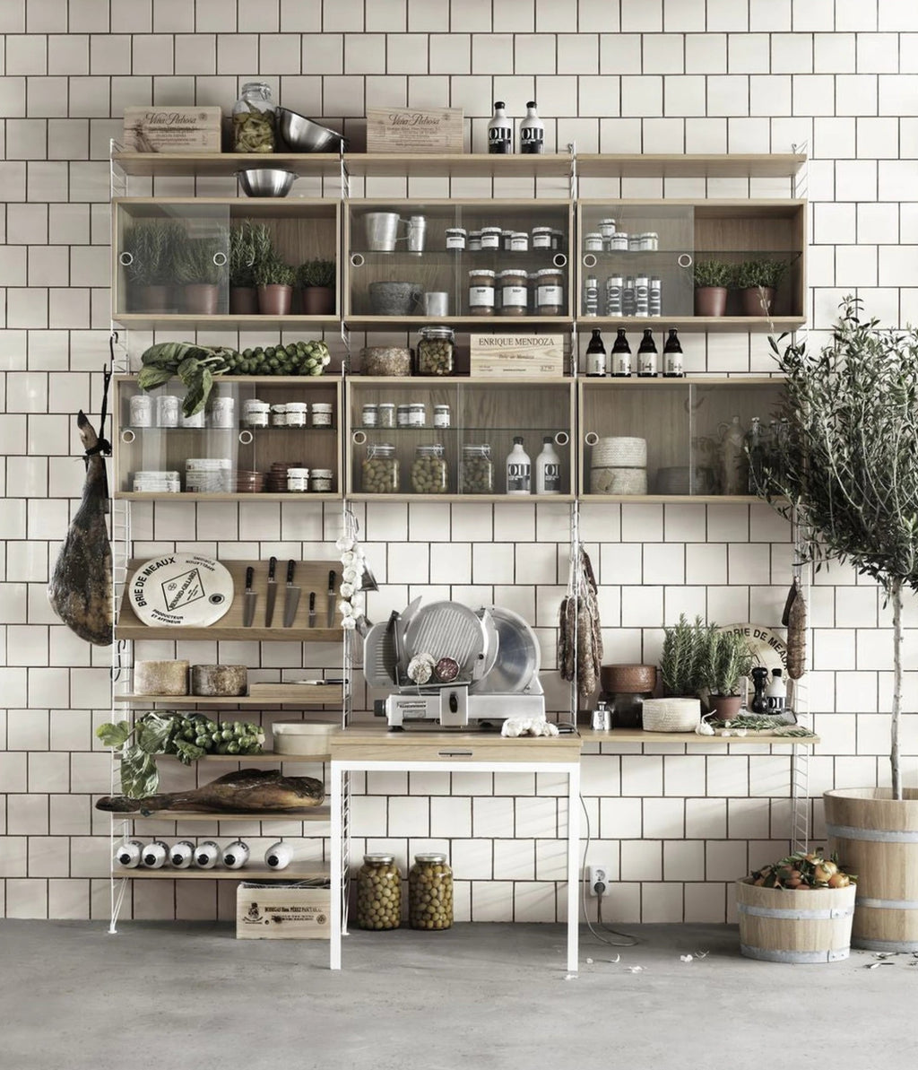 String Furniture String System Wooden Shelf Black Stained Ash 30x78 Cm, Set Of 3