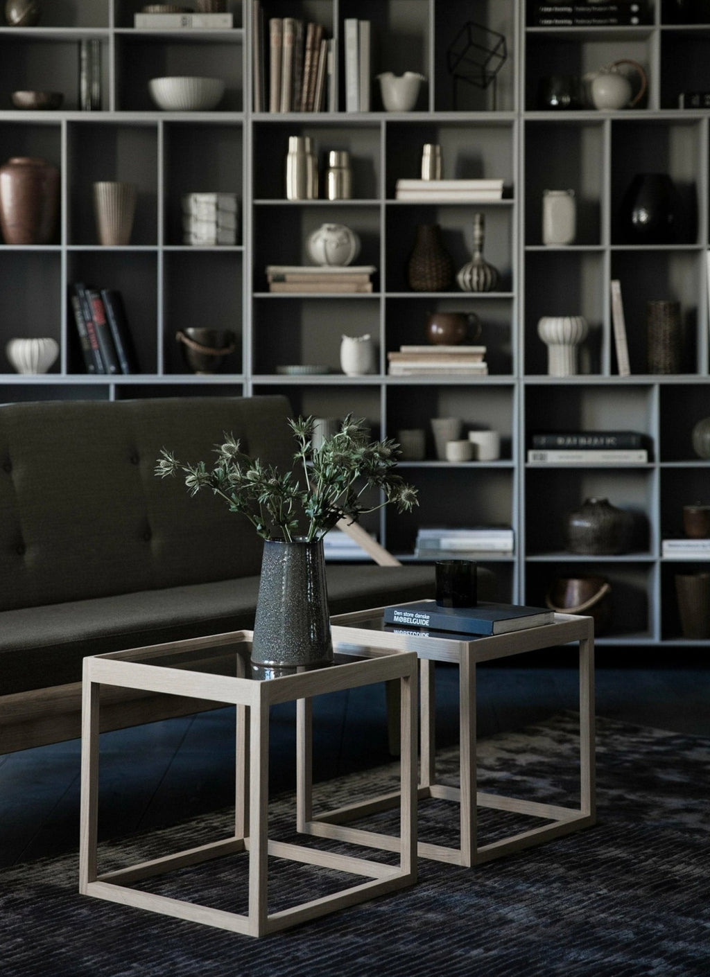 Klassik Studio KØ Cube Side Table Oak soap, smoked glass