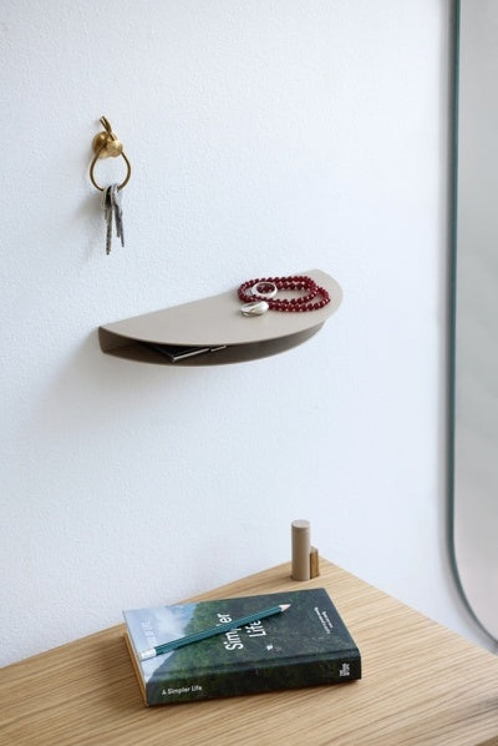 Moebe Half Moon Shelf - Terracotta, Stylish Steel Design, 12x24 cm