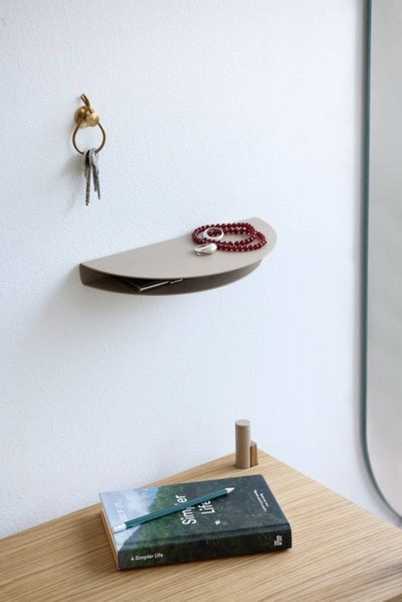 Moebe Half Moon Shelf - Terracotta, Stylish Steel Design, 12x24 cm