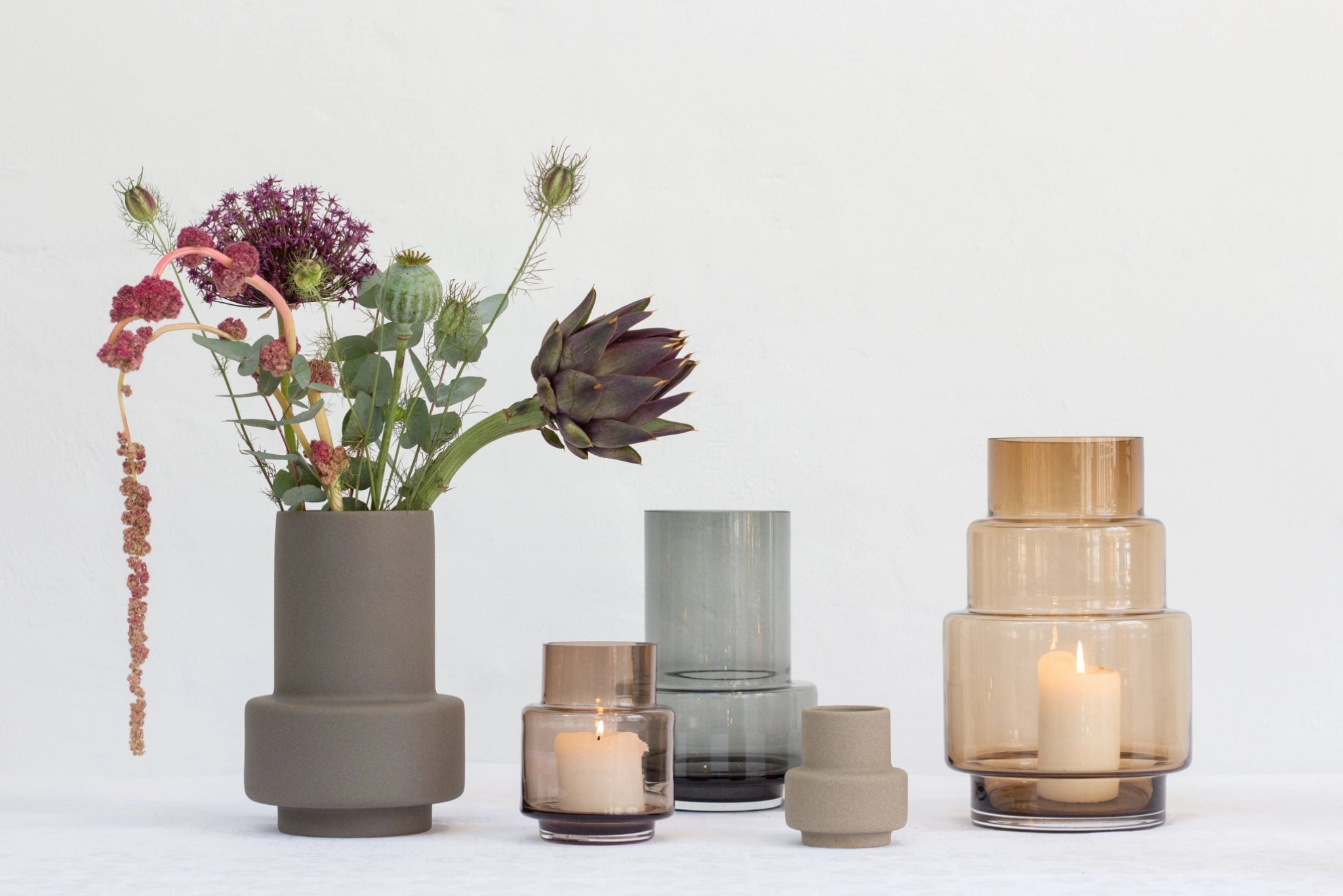 Ro Collection Hurricane Ceramic Vase Small, Light Stone