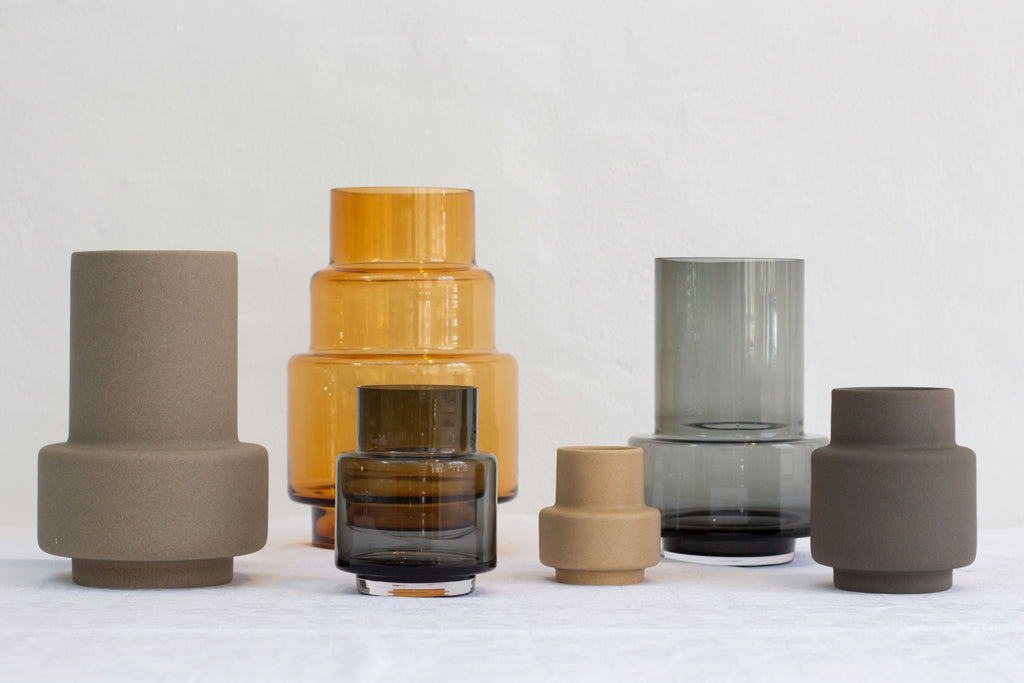 Ro Collection Hurricane Ceramic Vase Small, Soft Ochre