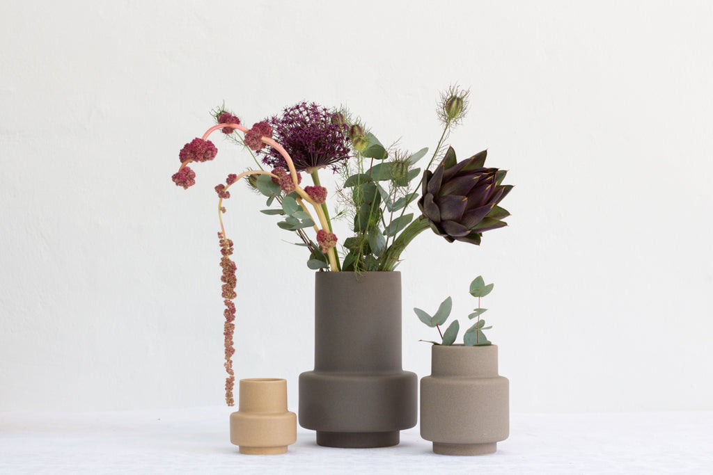 Ro Collection Hurricane Ceramic Vase Medium, Light Stone