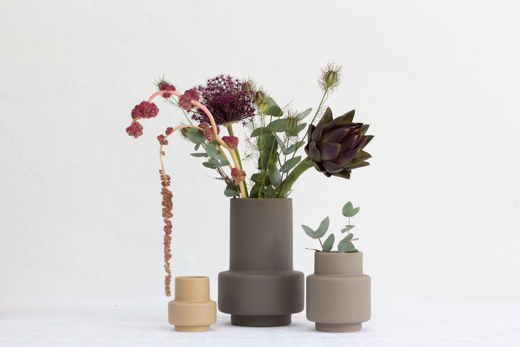 Ro Collection Hurricane Ceramic Vase Medium, Light Stone