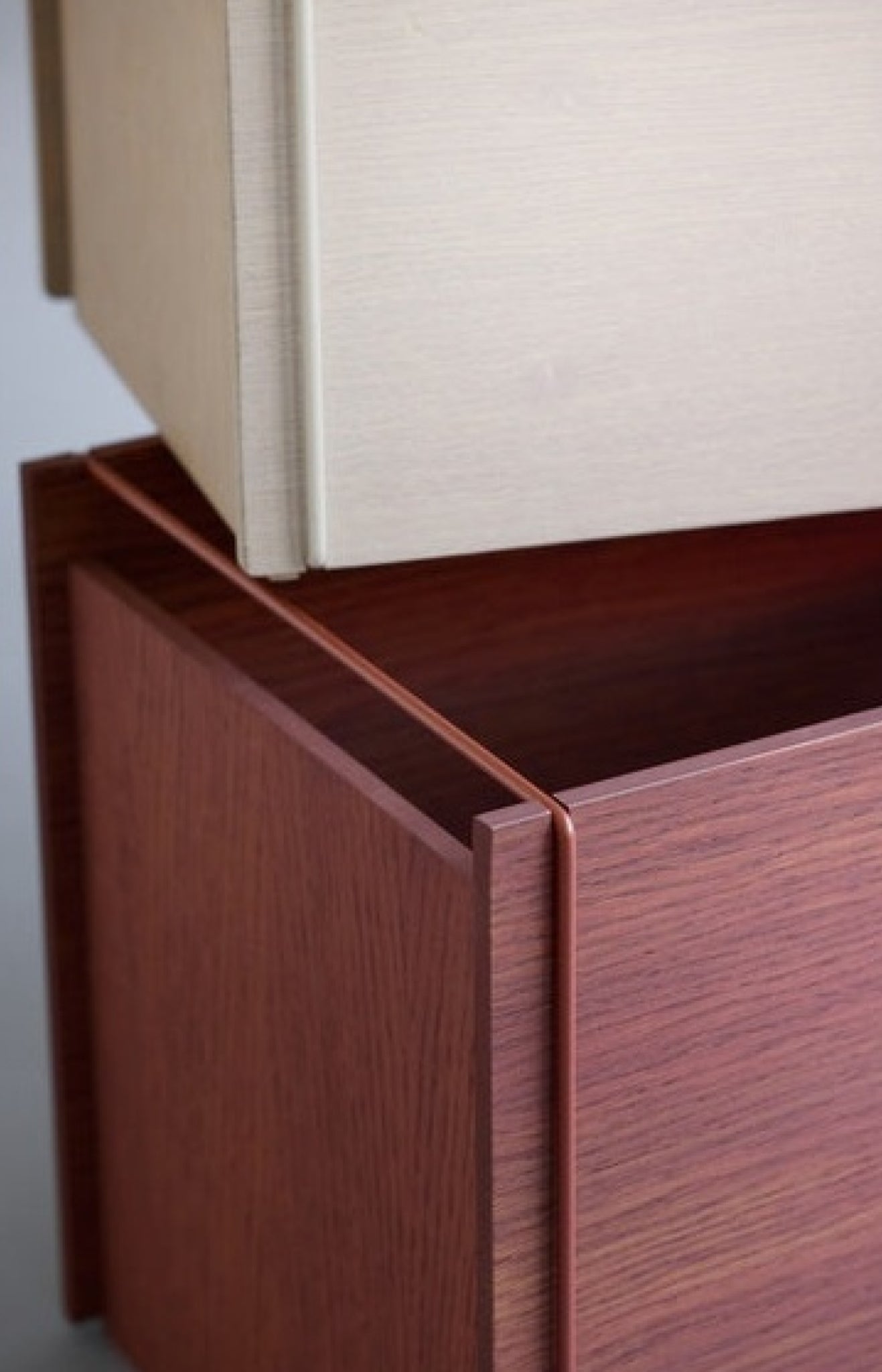 Moebe Storage Box in Warm Grey - Stylish Oak Veneer, Minimalist Design