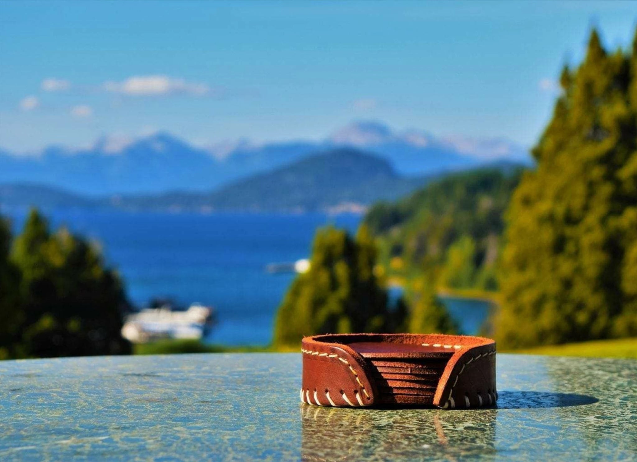 Cuero Pampa Coaster Set, Chocolate