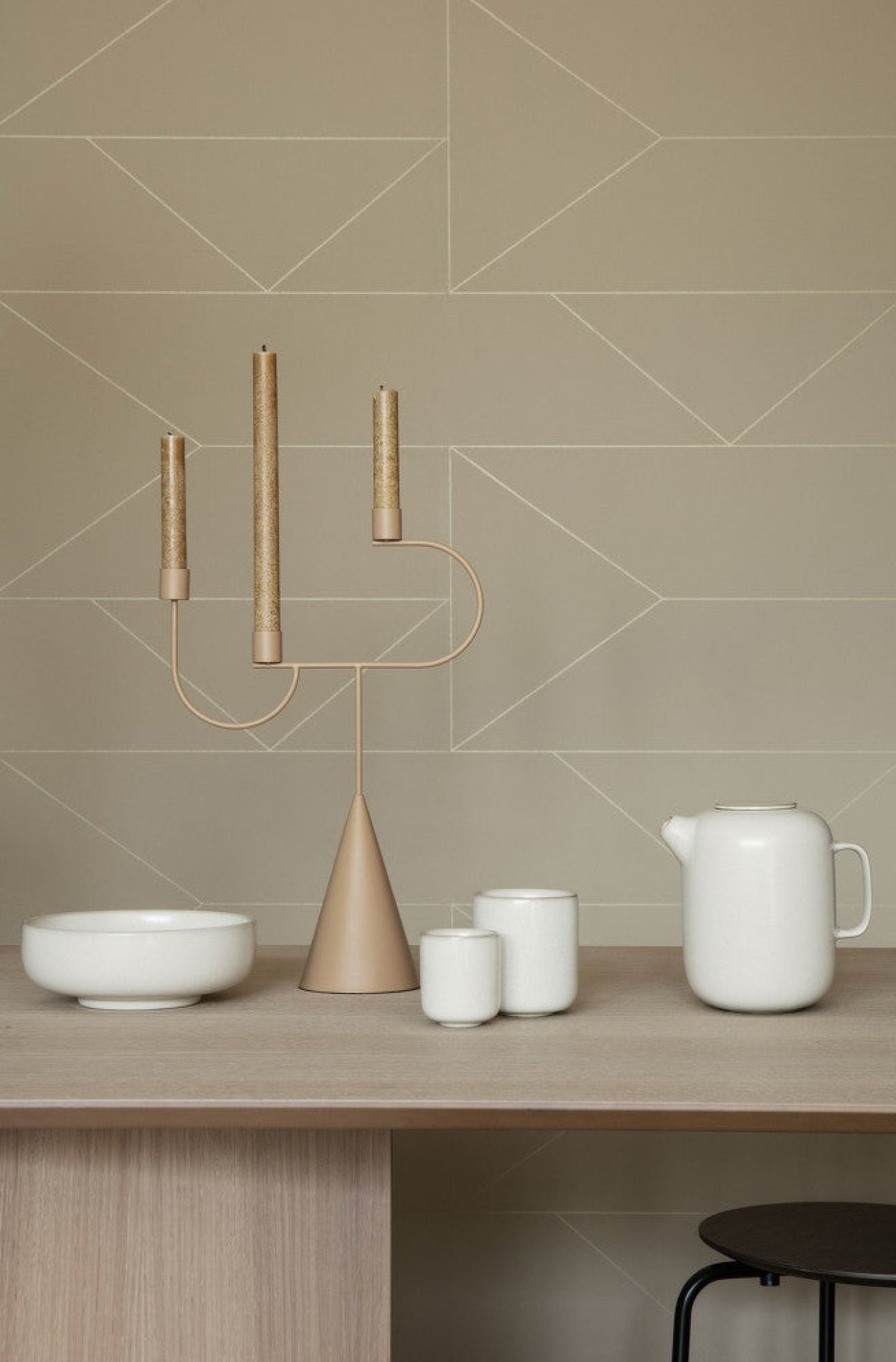 Ferm Living Lines Wallpaper, Cashmere