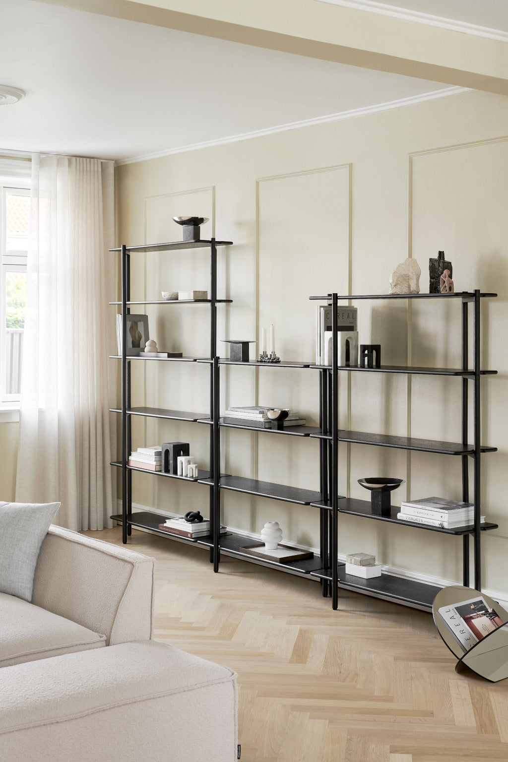 Gejst Invi Module 1 Black Oak Bookcase - Modular Glass Shelf, Compact