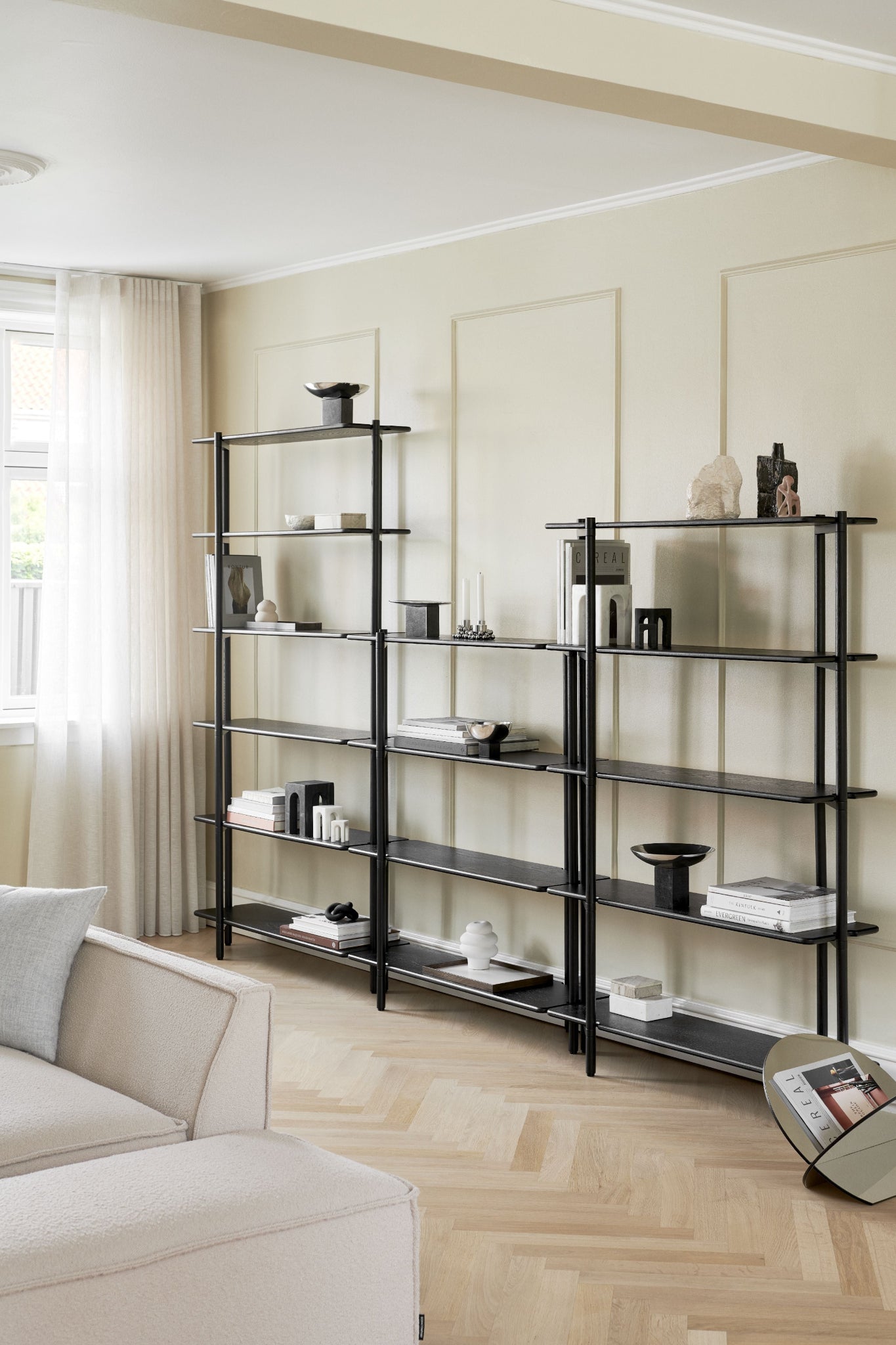 Gejst Invi Module 1 Black Oak Bookcase - Modular Glass Shelf, Compact