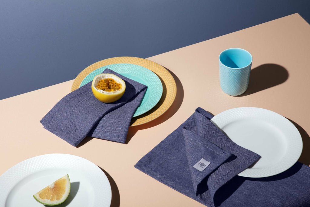 Lyngby Porcelæn Herringbone Napkins 45x45 Cm Blue, 4 Pcs.
