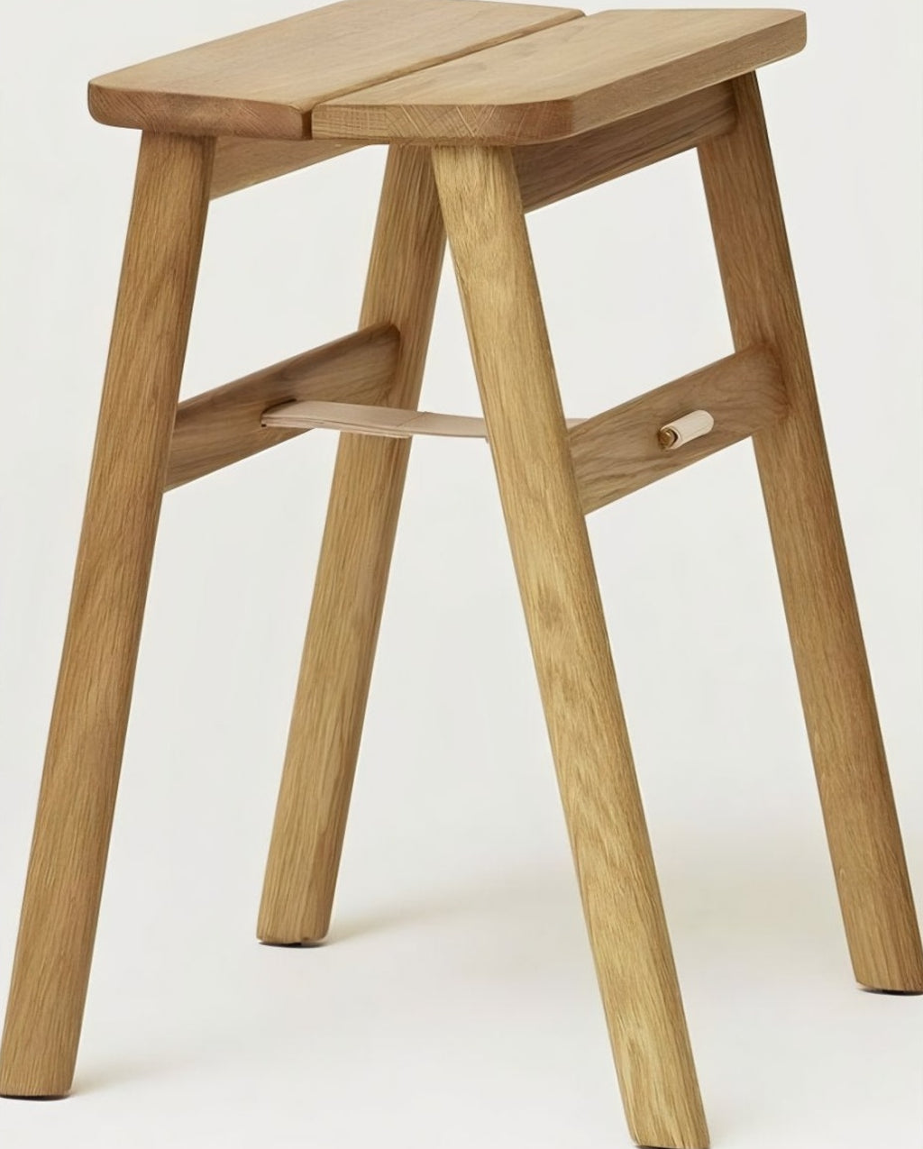 Form & Refine Angle Foldable Stool — Solid Oak, Leather Band & Brass Hook