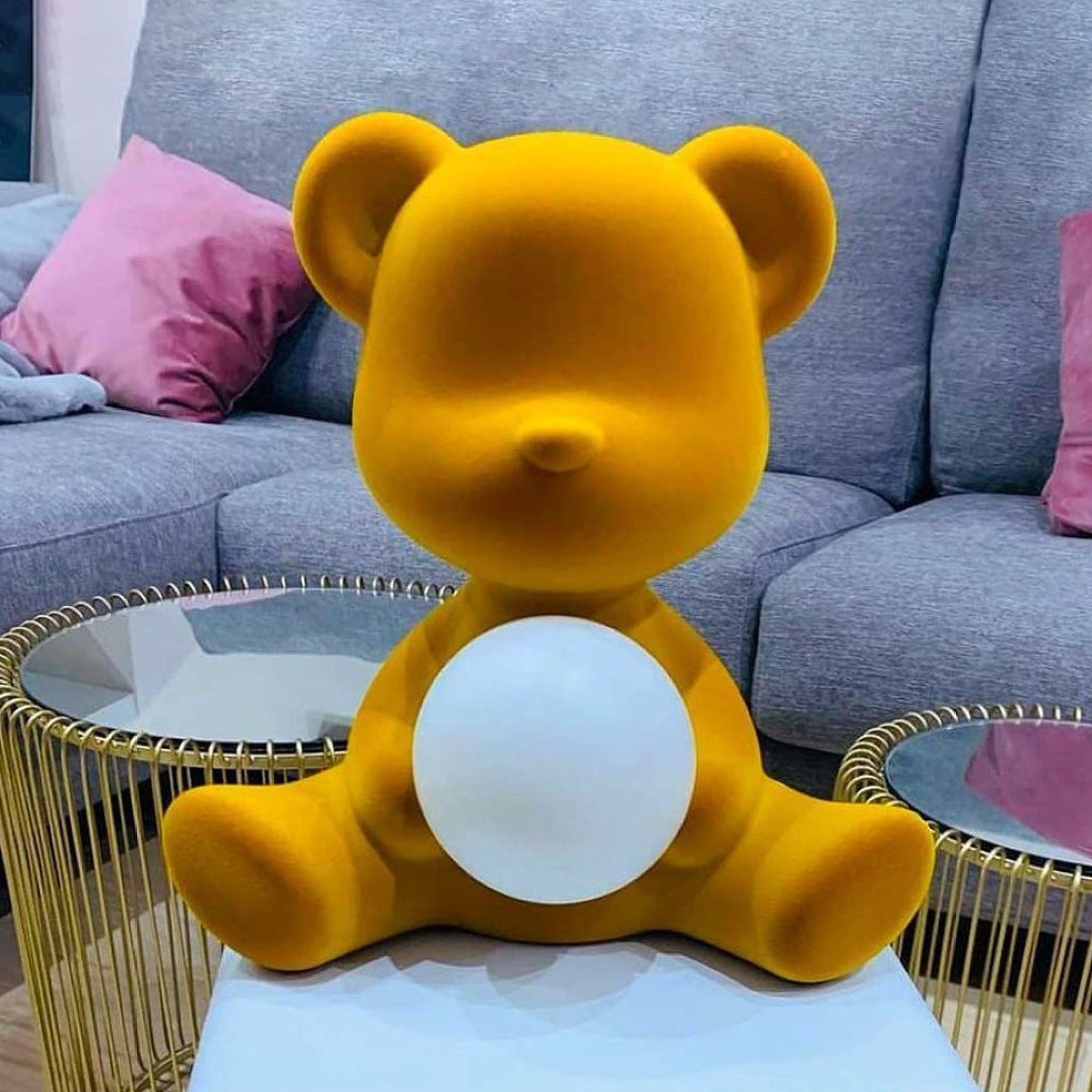 Qeeboo Teddy Girl Led Rechargeable Table Lamp Velvet Finish, Fuxia