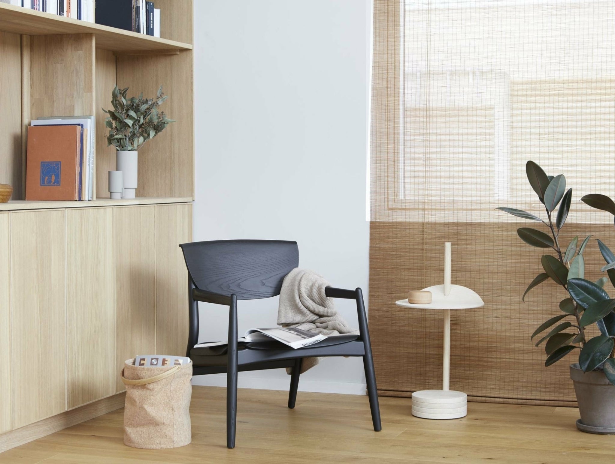 Nest Cork Paper Bin — Hand-sewn Foldable Cork & Oak Magazine Rack