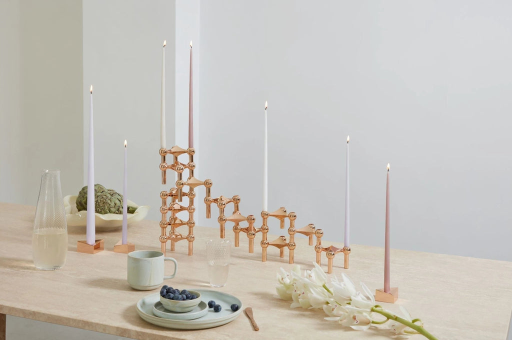 STOFF Nagel Large Rose Gold Candle Holder - Elegant Reflect Design
