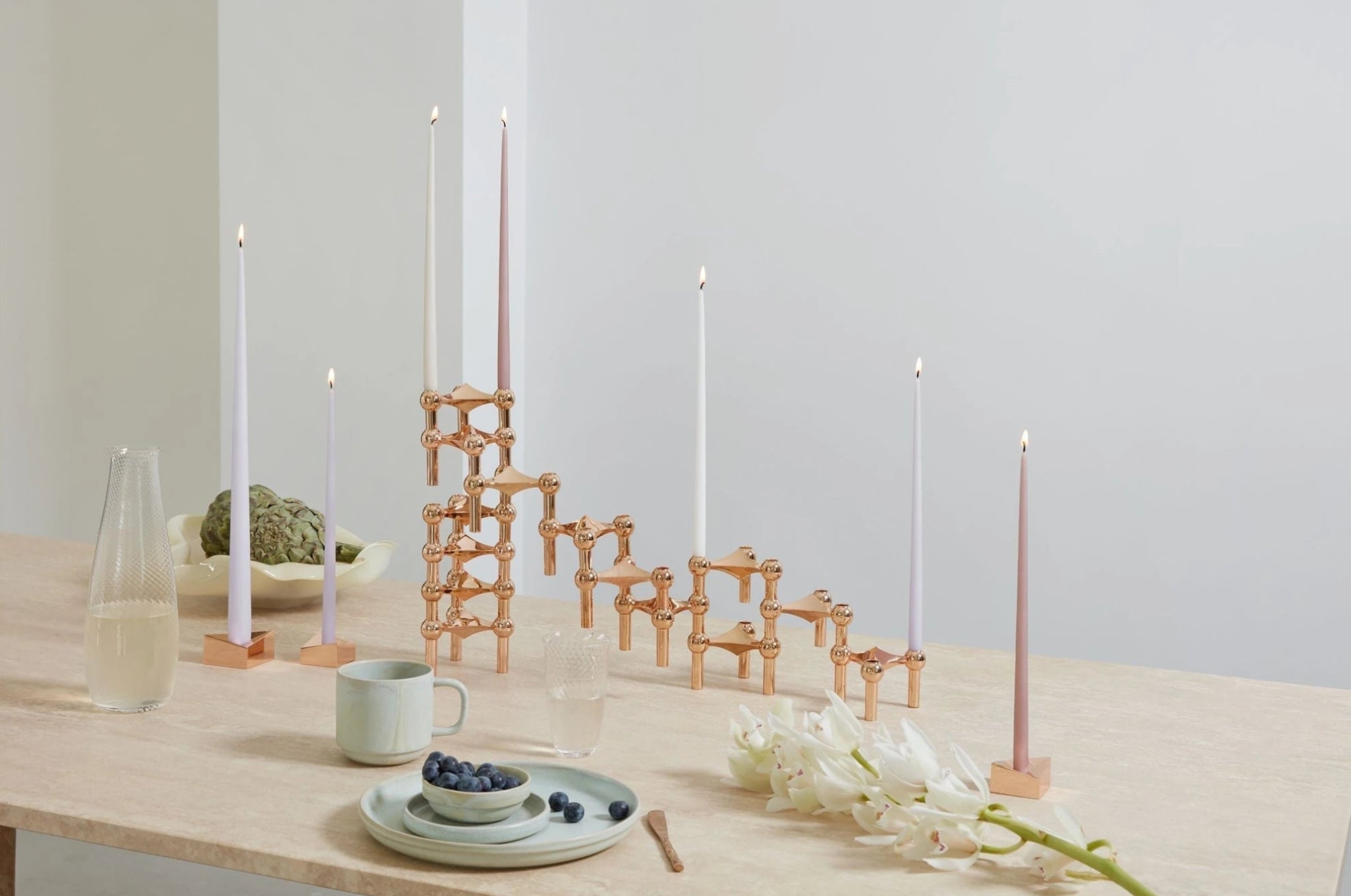 STOFF Nagel Large Rose Gold Candle Holder - Elegant Reflect Design