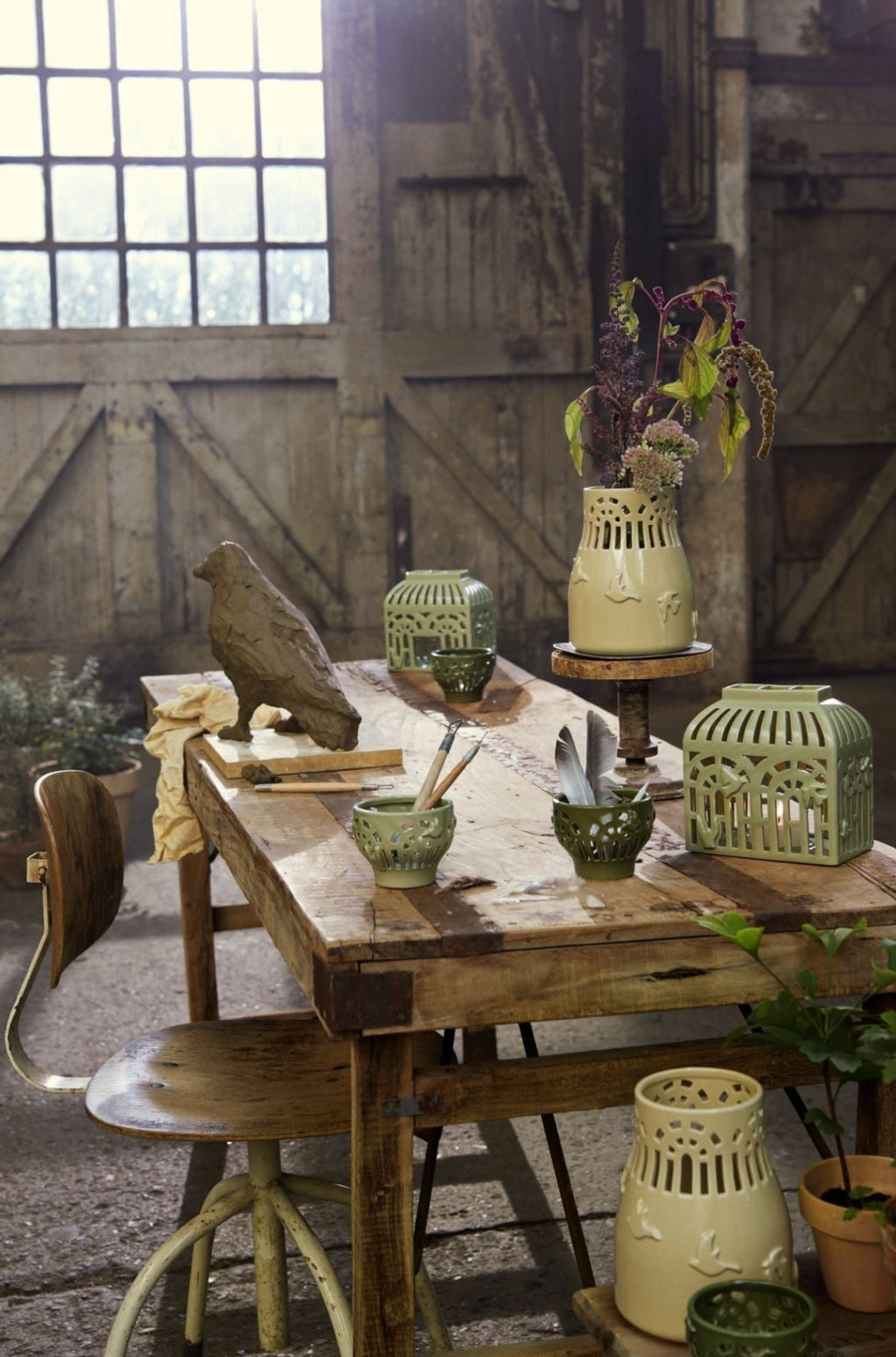 Kähler Orangery Tealight Holder Ø9.5 cm, Green Garden