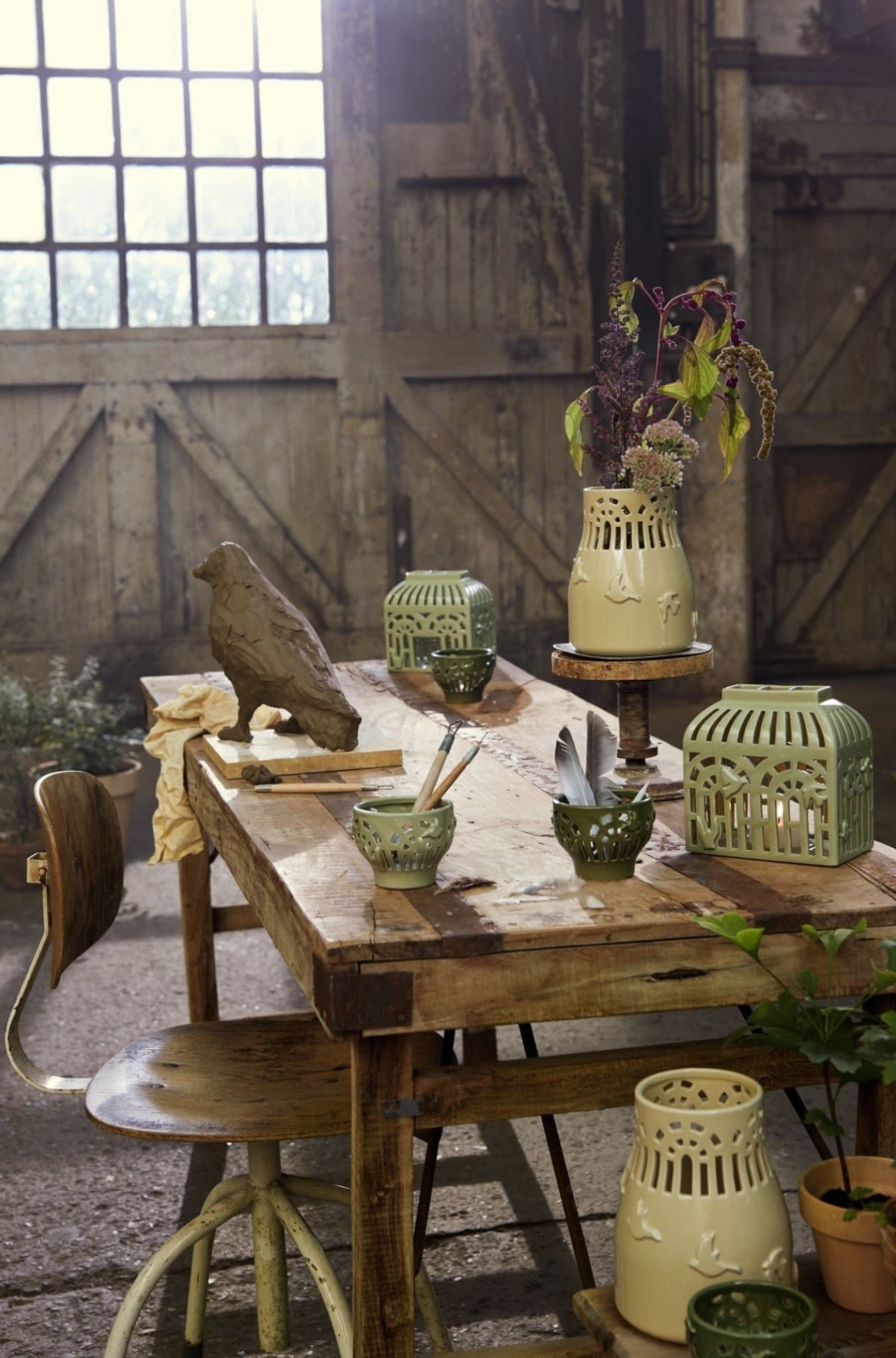 Kähler Orangery Tealight Holder Ø9.5 cm, Green Garden