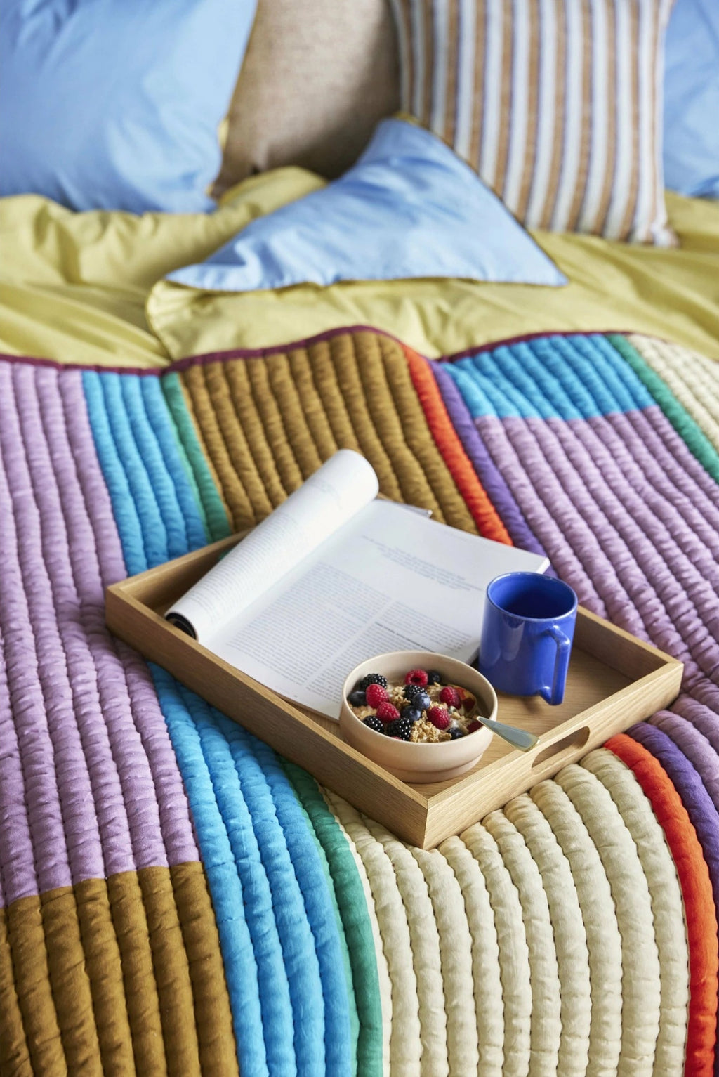 701406-HUB Multicoloured Quilted Plaid - OEKO-TEX® Cotton 140x200cm