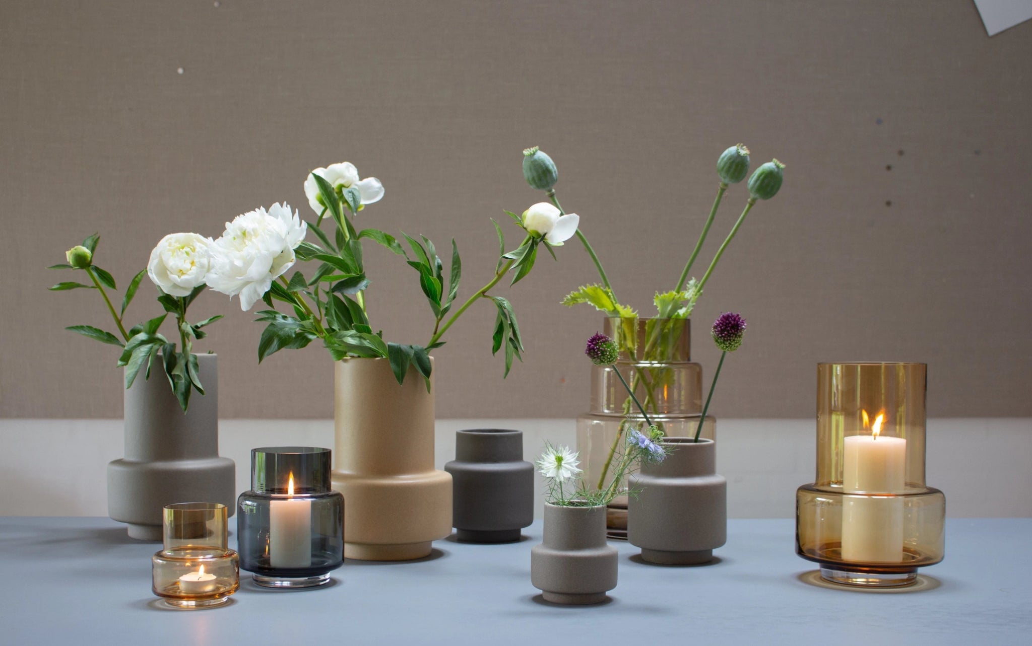 Ro Collection Hurricane Ceramic Vase Large, Soft Ochre