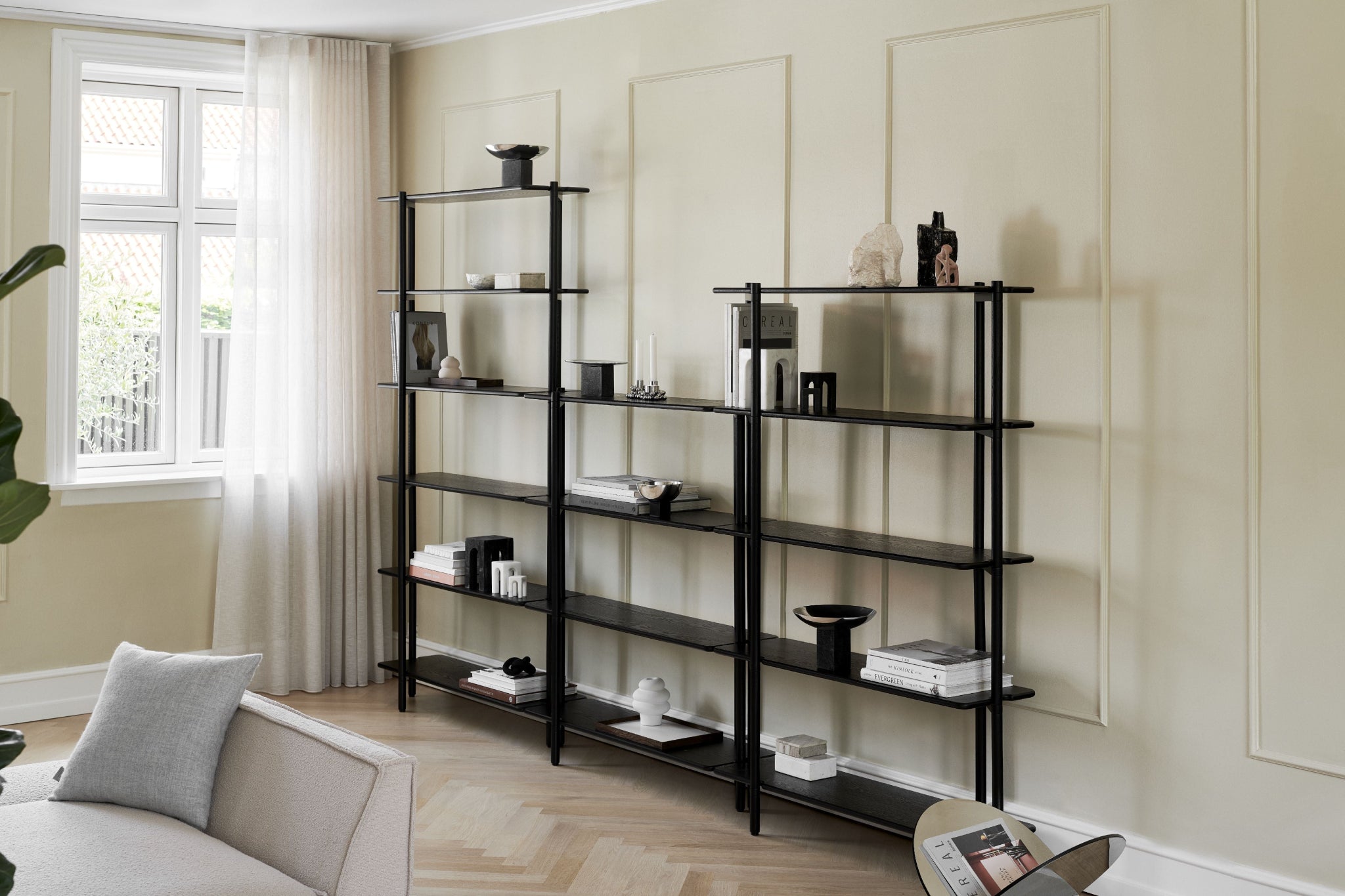 Gejst Invi Module 1 Black Oak Bookcase - Modular Glass Shelf, Compact
