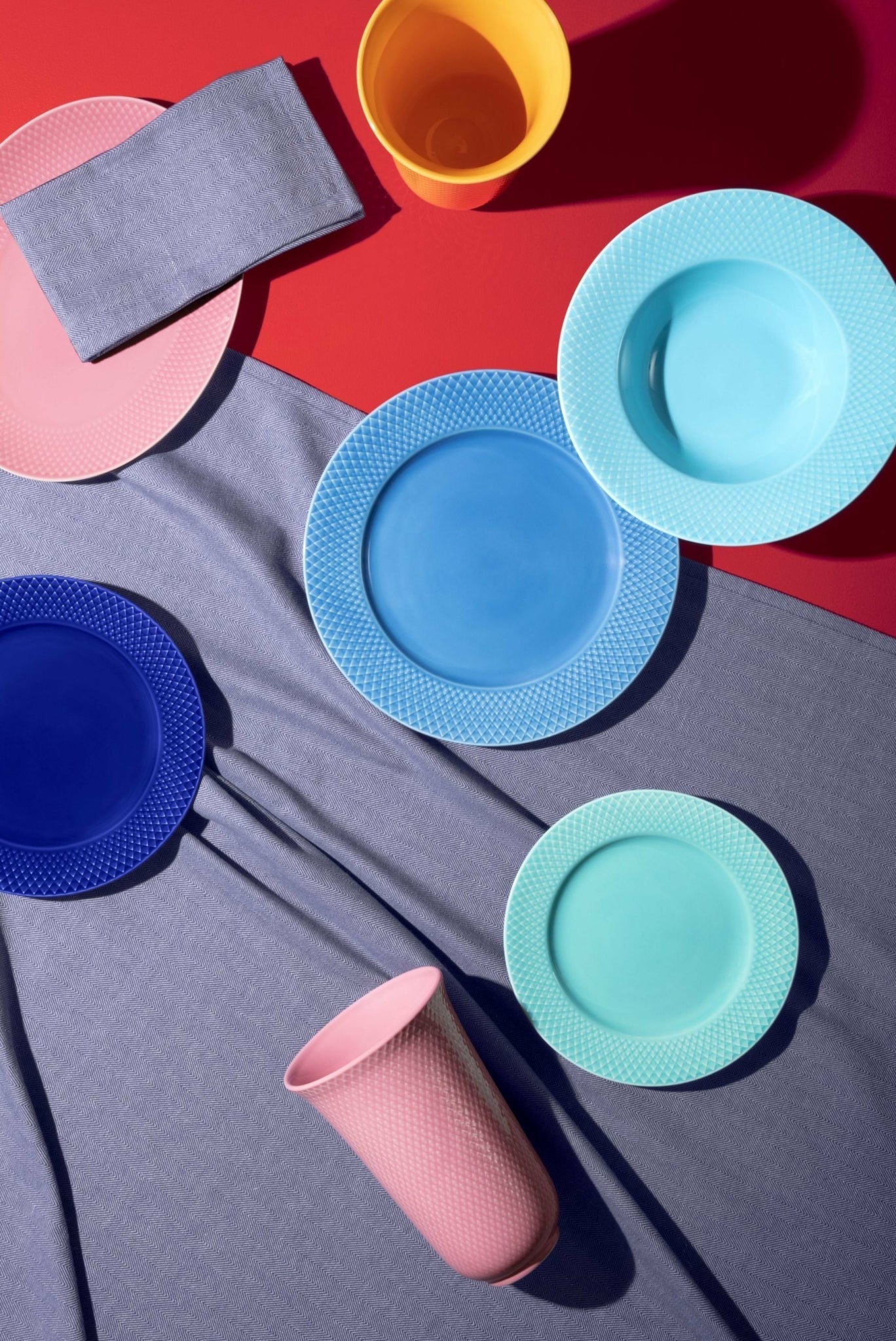 Lyngby Porcelæn Herringbone Napkins 45x45 Cm Blue, 4 Pcs.