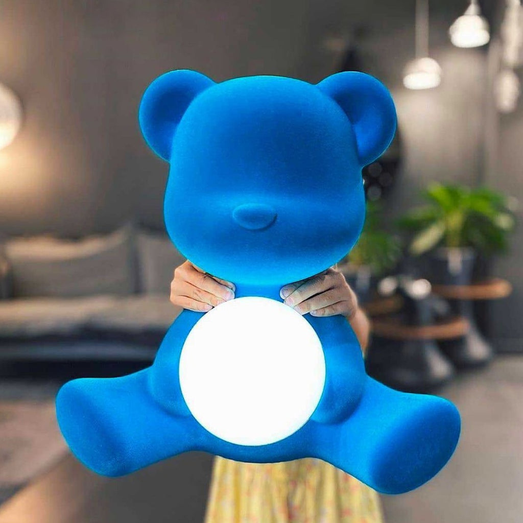 Qeeboo Teddy Girl Led Rechargeable Table Lamp Velvet Finish, Fuxia