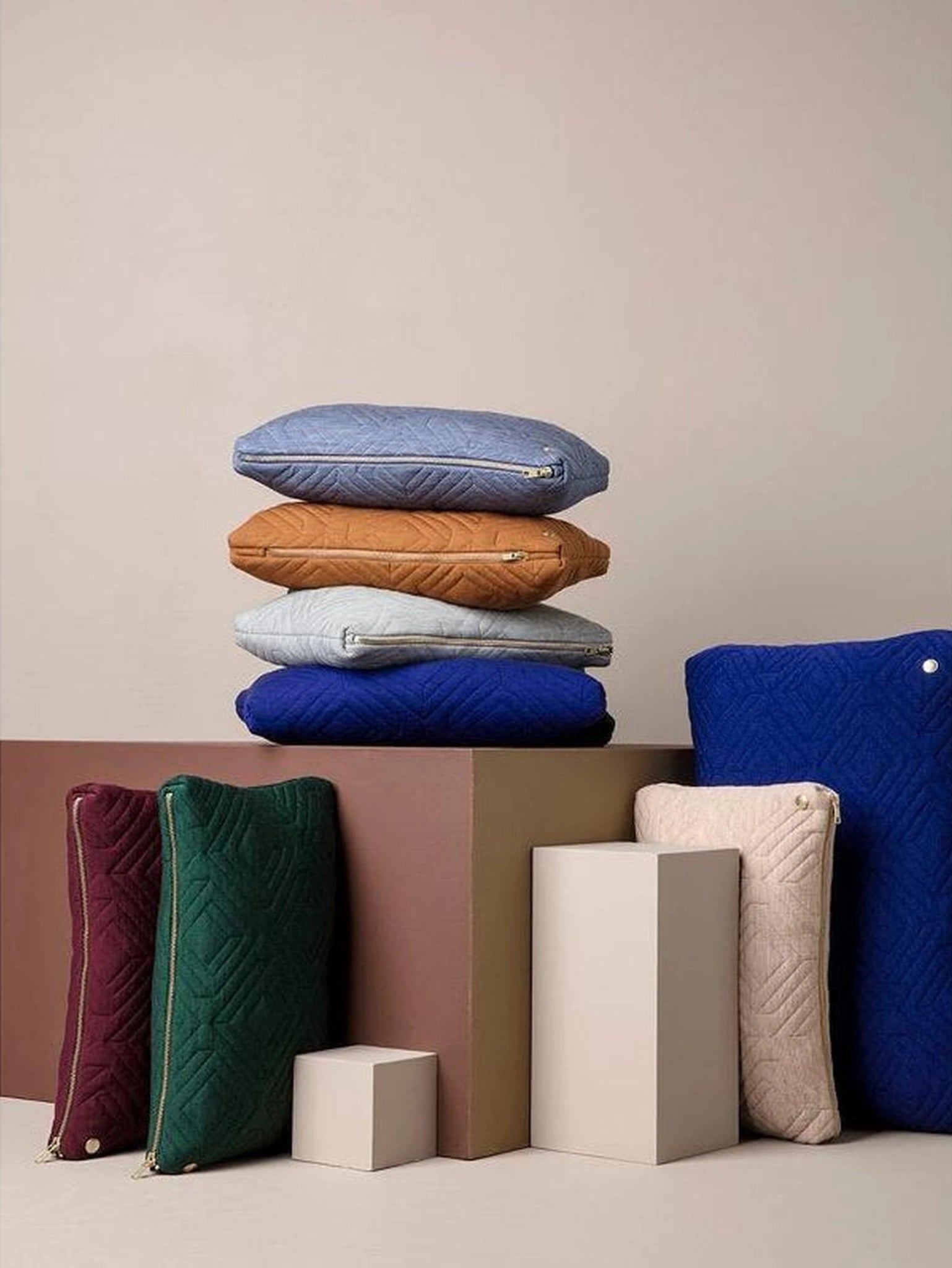 Ferm Living Quilt Cushion Light Blue, 40 X 25 Cm