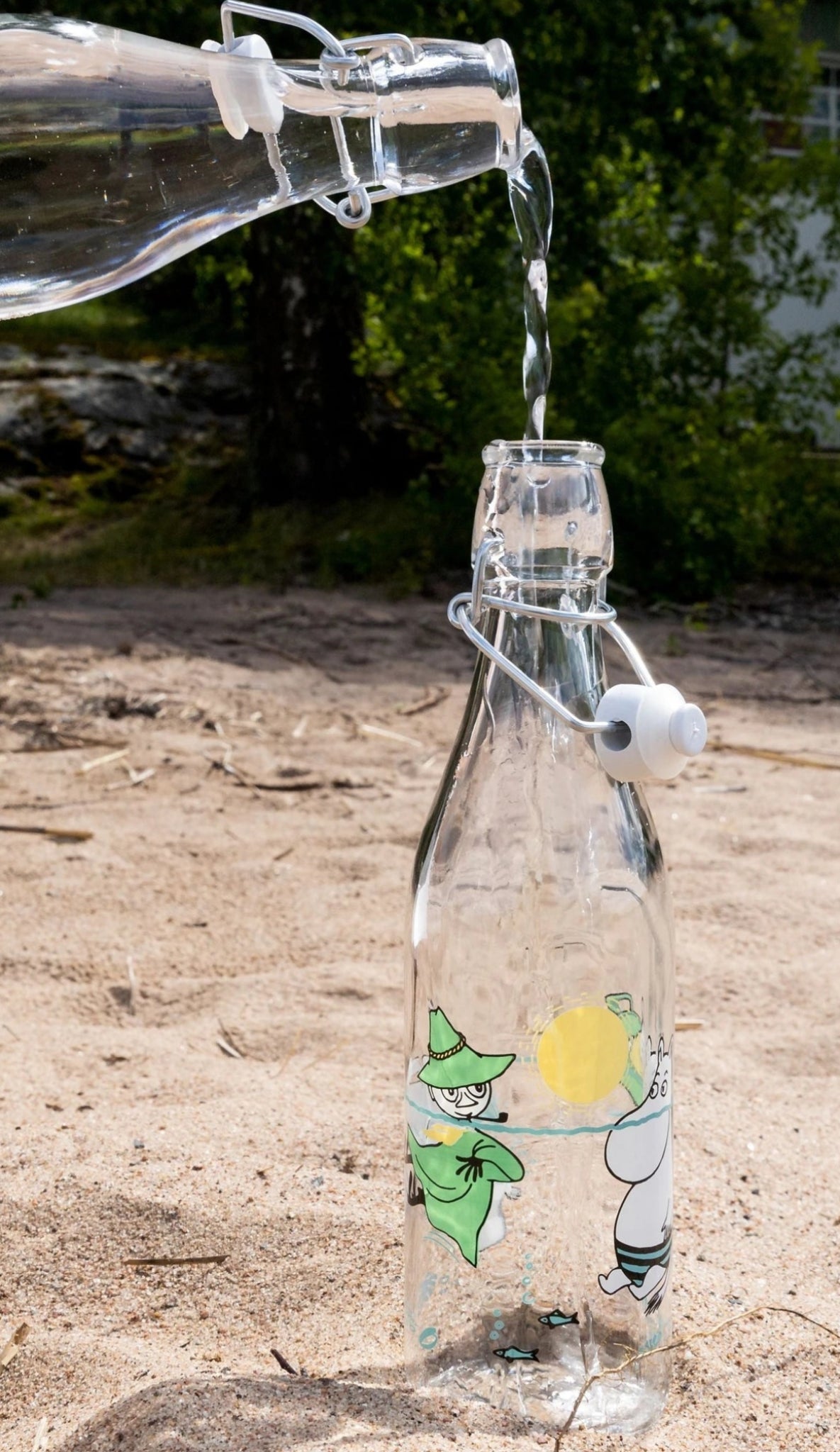 Muurla Moomin Glass Bottle, Fun In The Water