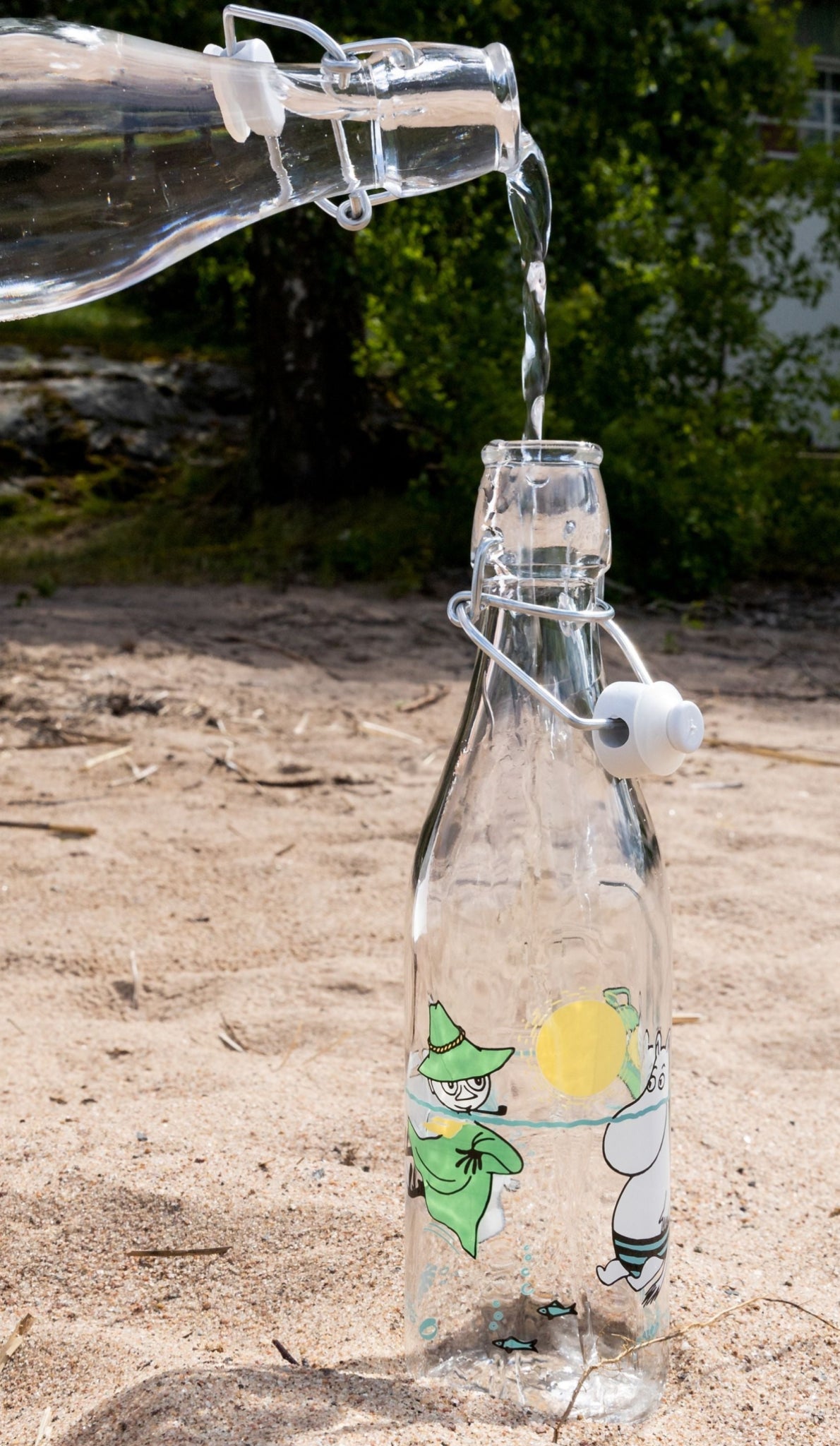 Muurla Moomin Glass Bottle, Fun In The Water