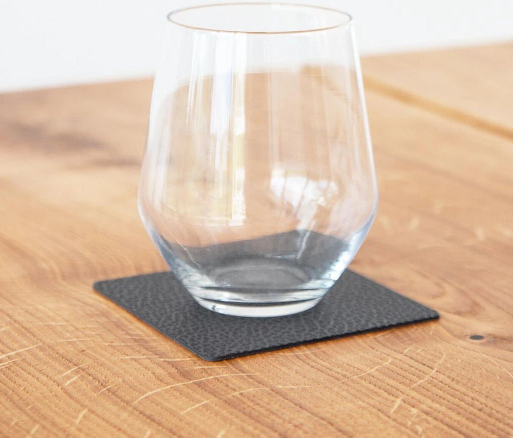 Lind DNA Square Glass Coaster Hippo Leather, Black Anthracite