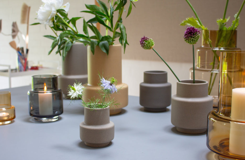 Ro Collection Hurricane Ceramic Vase Medium, Light Stone