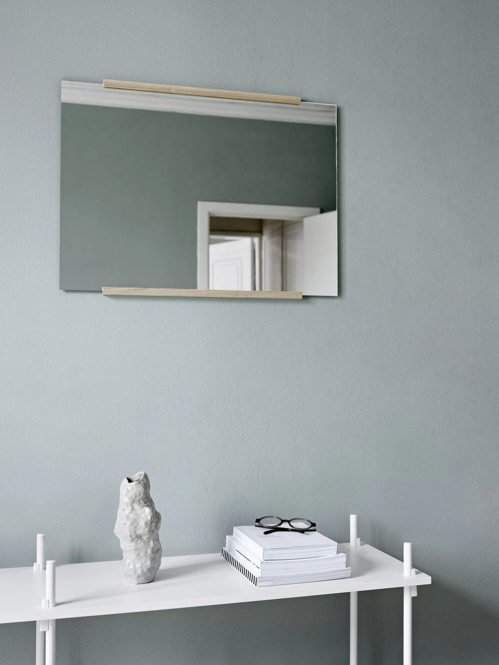 Minimalist Moebe Rectangular Wall Mirror in Ash - 101.8x70 cm