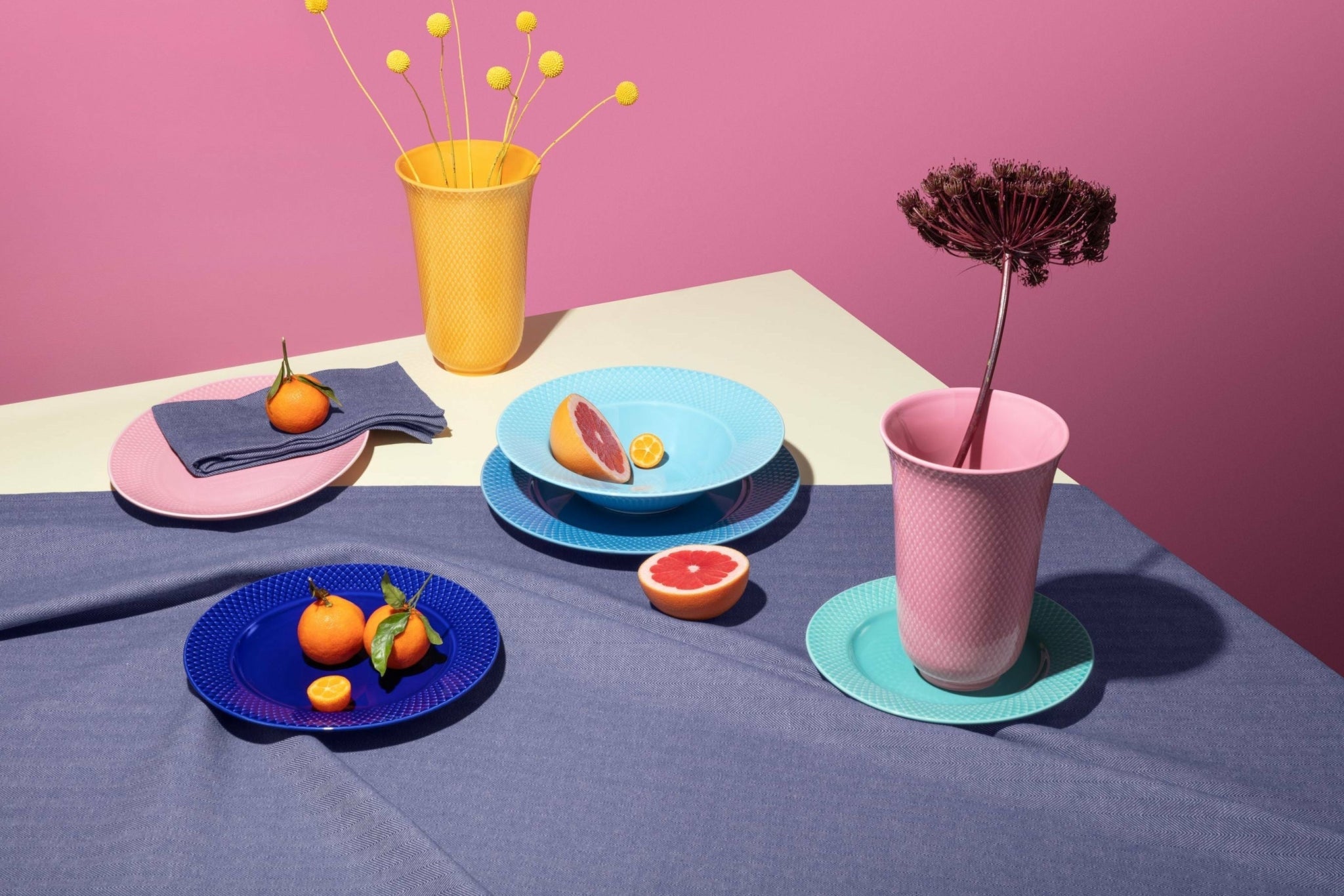 Lyngby Porcelæn Herringbone Napkins 45x45 Cm Blue, 4 Pcs.