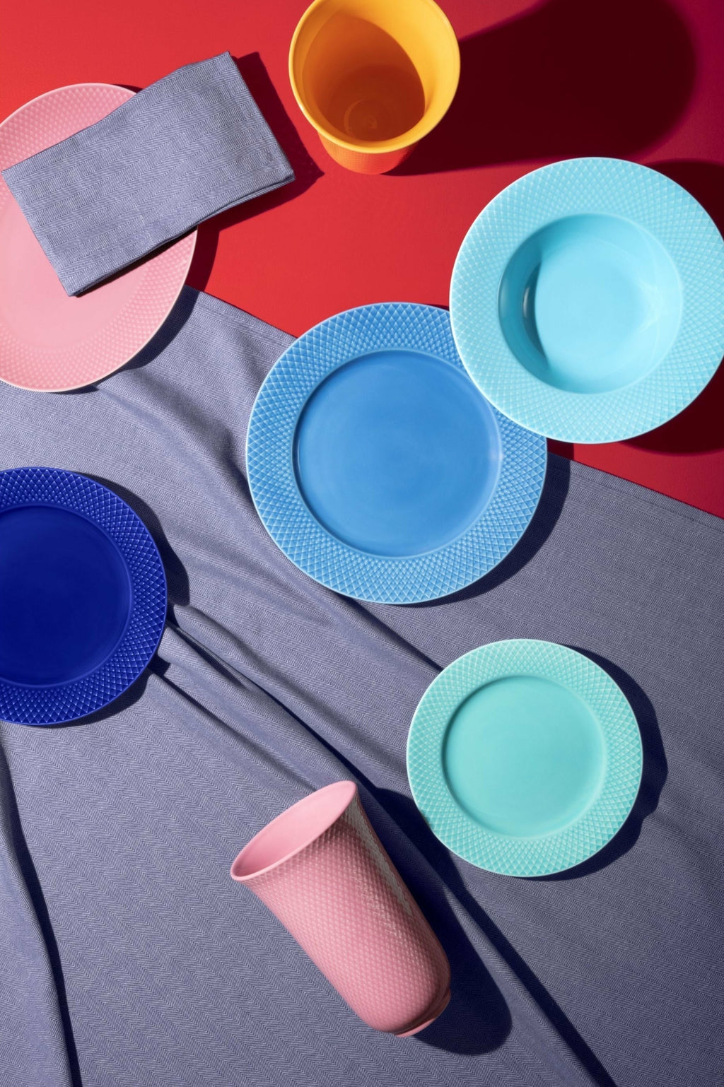 Lyngby Porcelæn Herringbone Napkins 45x45 Cm Blue, 4 Pcs.