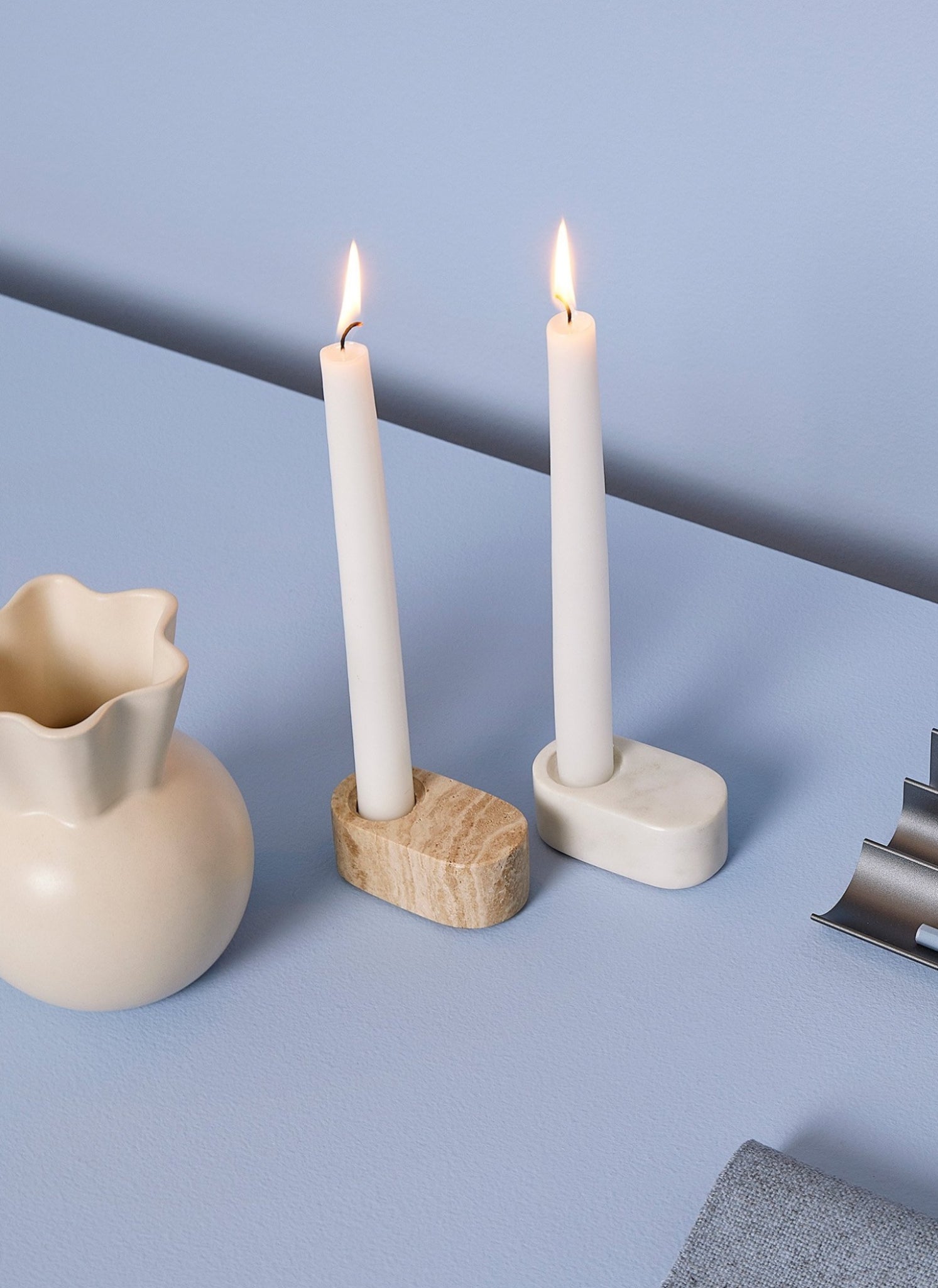 Spring Copenhagen Ovaali Candle Holder, White