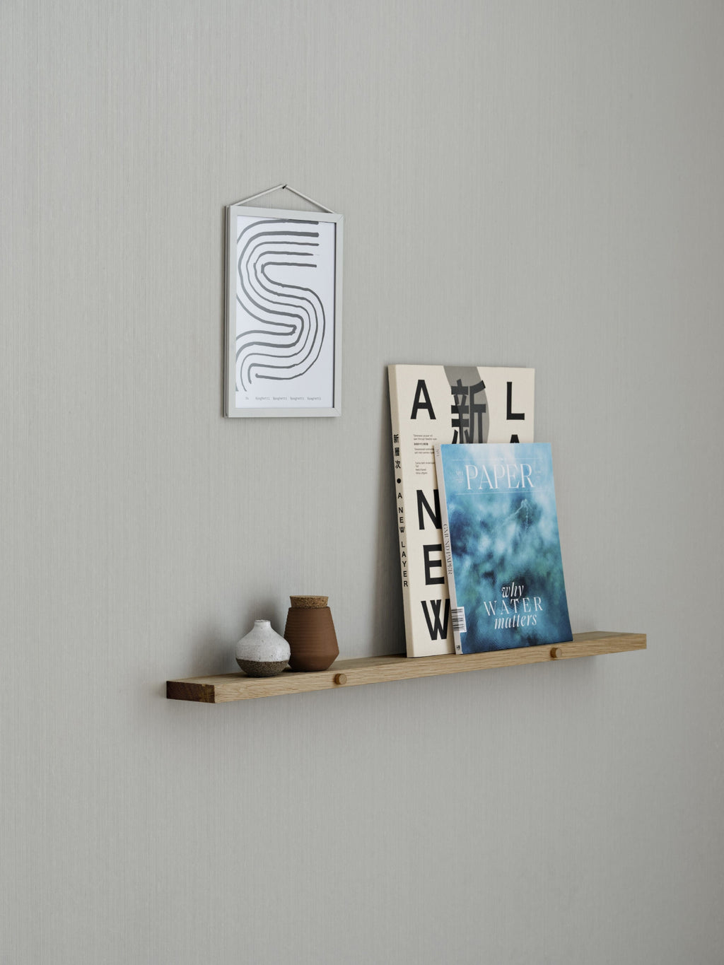 Moebe Gallery Shelf 115 cm Oak - Stylish Solid Wood Wall Decor Solution