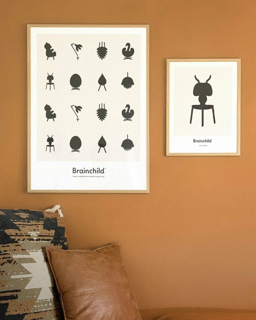 Brainchild Ant Design Icon Poster, frame made of light wood A5, grey